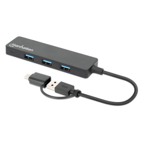 Manhattan 180863 hub USB 3.2 Gen 1 (3.1 Gen 1) Type-A + Type-C 5000 Mbit/s Čierna 141597600