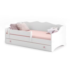 Łożko dziecięce EMMA z szufladą i barierką 180x80 różowy 141599313 - Meble