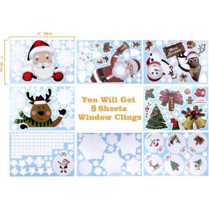 Sada 8 vianočných nálepiek, PVC, viacfarebné, 20 x 30 cm 141599627 - Nálepky na okno