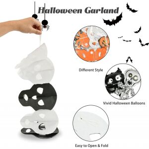 6er Set Halloween-Dekorationen KATELUO, Papier/Folie, weiß/schwarz/orange 141599690 - Halloween-Dekoration