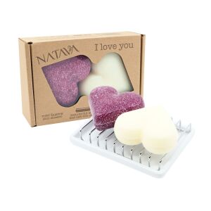 Natava ajándékcsomag - szív alakú szilárd sampon, balzsam, szappantartó 141601300 - Hajápoló csomag