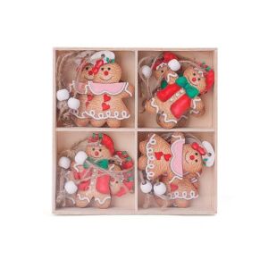 Komplet vianočných ozdôb perníčky drevené 12 kusov v balení bsn47.