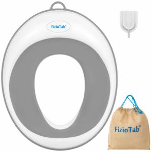 FizioTab бял и сив редуктор за тоалетна седалка с чанта за съхранение и кука - Бебе & Малко дете