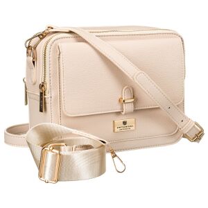 Női ökológiai bőr válltáska bézs színben, mágneses és cipzáras záródással - Peterson 141635158 - Peterson