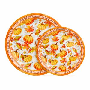 BEWELLO Őszi dekoráció papírtányér szett tökös - 2 méret - 12 db / csomag BW59034 141626668 - Őszi dekorációs kellék