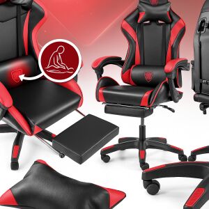 Prémium piros-fekete gamer szék masszázs funkcióval és lábtartóval - Irodaszer & Írószer