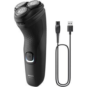 Aparat de ras PHILIPS Shaver Seria 1000 S1141/00, barbierit umed şi uscat, fara fir, capete 4D flexibile, lame autoascutire, 40 min, capac de protectie, Negru 141649732 - Uroda i zdrowie