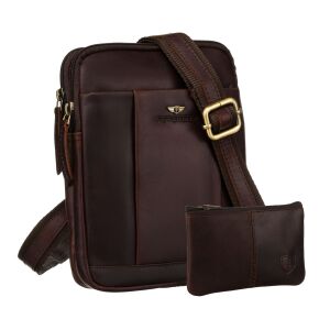 Férfi bőr válltáska barna színben kulcstartóval - Peterson 141658699 - Peterson