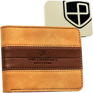 Barna férfi pénztárca, zár nélkül, ökológiai bőrből - Peterson