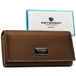 Női pénztárca természetes és ökológiai bőrből barna színben, RFID rendszerrel - Peterson 141677801 - Peterson