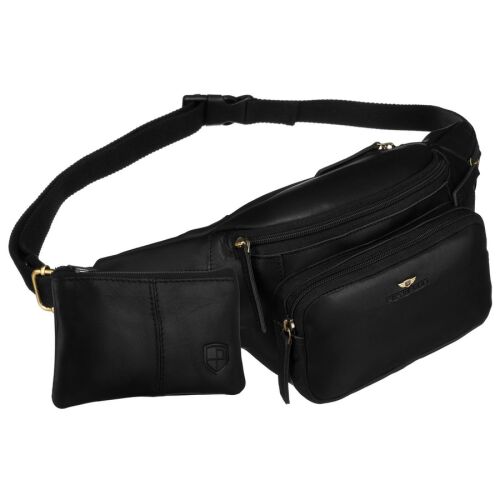 Férfi fekete bőr övtáska zsebekkel és kulcstartóval - Peterson 141684536