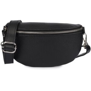 Czarna Damska Skórzana Włoska Saszetka Nerka na pasek B68 141689148 - Saszetka