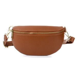 Camel Damska Skórzana Włoska Saszetka Nerka na pasek B68 141703102 - Saszetka