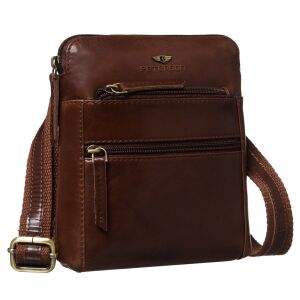 Elegáns, barna bőr férfi oldaltáska cipzárral - Peterson 141714612 - Peterson