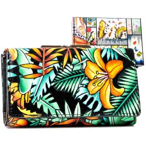 Rovicky bőr női pénztárca növényi mintával