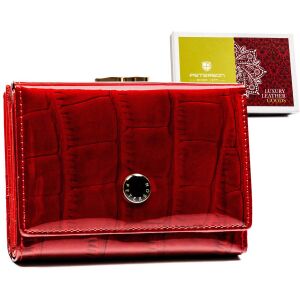 Piros színű, természetes bőrből készült, kapcsos és pattintós női pénztárca - Peterson 141722671 - Peterson