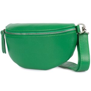 Damska Skórzana Włoska Saszetka Nerka na pasek zielona B68 141901638 - Saszetka