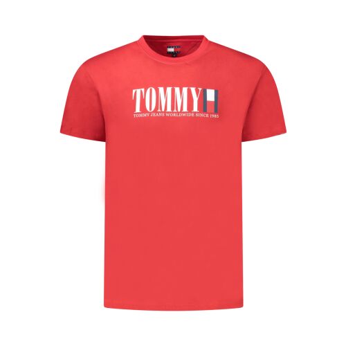 TOMMY HILFIGER MĘSKA KOSZULKA Z KRÓTKIM RĘKAWEM, CZERWONA 141734018