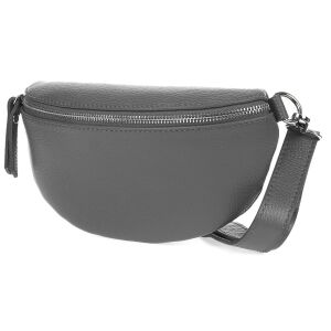 Damska Skórzana Włoska Saszetka Nerka na pasek ciemno szara B68 141739134 - Saszetka