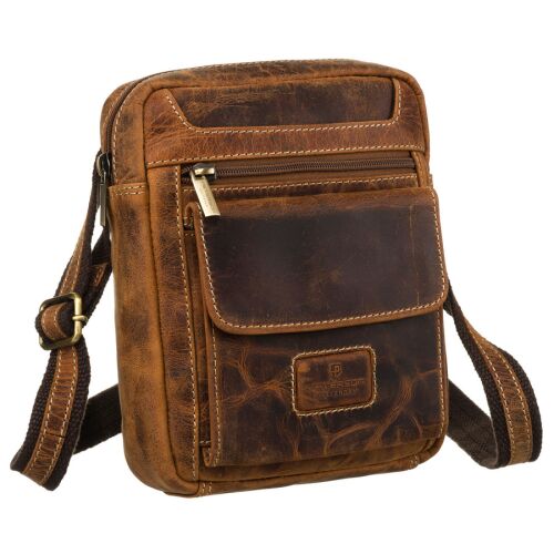 Mała listonoszka męska w brązowym kolorze wykonana ze skóry naturalnej - Peterson 141745276