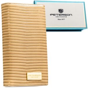 Bézs női pénztárca mágneses és cipzáras zárással, fonott díszítéssel - Peterson 141745807 - Peterson