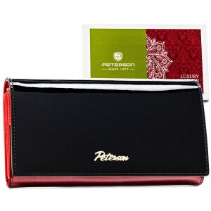 Fekete-piros bőr női pénztárca külső zsebbel - Peterson 141746514 - Peterson
