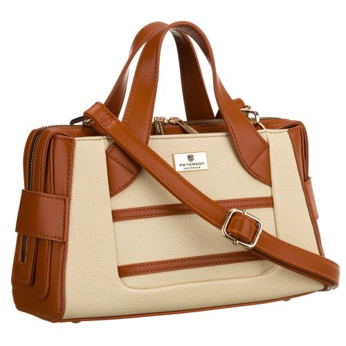 Elegáns női kézitáska ekrü és barna színekben, szintetikus anyagból - Peterson 141746818