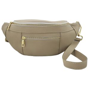 Damska torebka nerka skórzana z kieszenią - Beżowa 141747461 - Saszetka