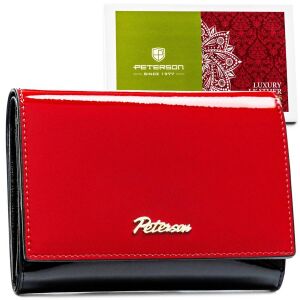 Piros-fekete női pénztárca érmebetétes résszel, kapcsos zárással - Peterson 141750134 - Peterson