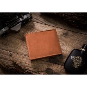 Férfi pénztárca természetes bőrből, barna színben, külső zár nélküli modell - Always Wild 141752166 - Férfi pénztárca