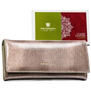 Lakkozott női pénztárca szürke színben, cipzáras zsebbel - Peterson 141918879 - Peterson