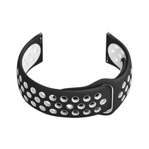 Pasek gumowy do smartwatch U11 - czarny/biały - 20mm 141753908 - Pasek do inteligentnego zegarka