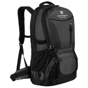 Fekete-szürke, turisztikai poliészter hátizsák cipzárral - Peterson 141758193 - Peterson