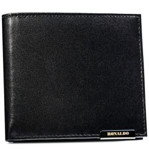 Fekete, vízszintes férfi pénztárca természetes bőrből, külső zár nélkül - Ronaldo