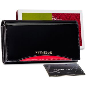 Fekete-piros női bőr pénztárca akcentussal - Peterson 141762877 - Peterson