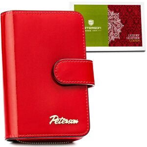 Divatos női pénztárca piros színben természetes bőrből - Peterson 141764652 - Peterson