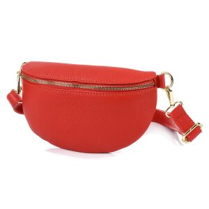 Czerwona Damska Skórzana Włoska Saszetka Nerka na pasek B68 141775017 - Saszetka