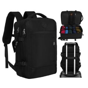 Fekete utazó hátizsák, ideális kézipoggyásznak a repülőgépre - Peterson