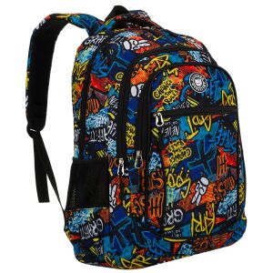 Ifjúsági hátizsák iskolába, poliészterből varrva, graffitit utánzó mintával - Peterson