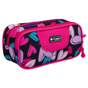 Sokszínű, szív mintás poliészter iskolai tolltartó, cipzárral zárható - Peterson 141786760 - Peterson