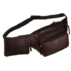 Barna bőr férfi övtáska zsebekkel és kulcstartóval - Peterson 141791484 - Peterson