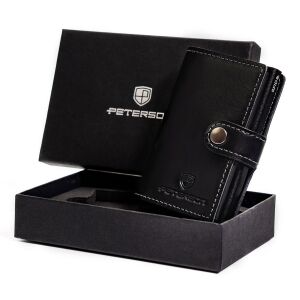 Skórzany portfel męski z zapięciem - Peterson 141792797 - Peterson
