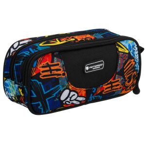 Tágas iskolai tolltartó poliészterből, graffiti mintával, cipzáras - Peterson 141923718 - Peterson