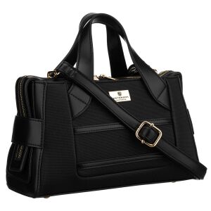 Elegáns, fekete női táska szintetikus anyagból, cipzárral zárható - Peterson 141796642 - Peterson