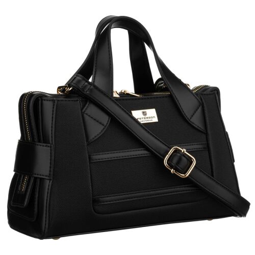 Elegáns, fekete női táska szintetikus anyagból, cipzárral zárható - Peterson 141796642