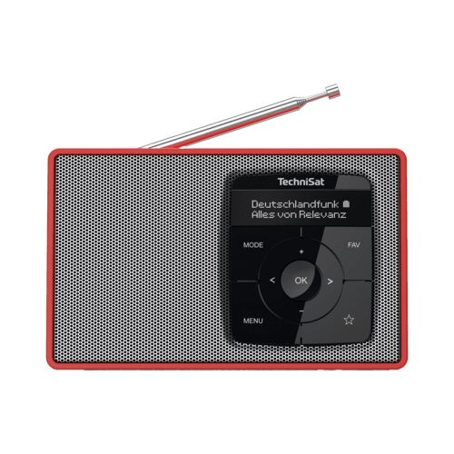TechniSat Digitradio 2 Bluetooth hordozható DAB + FM Zsebrádió - Piros / Ezüst (0003/3910) 141806106
