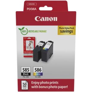 Canon PG-585 / CL-586 Eredeti Tintapatron - Fekete/Színes + Fotópapír 50 db (6205C005) 141807013 - Nyomtató kellék