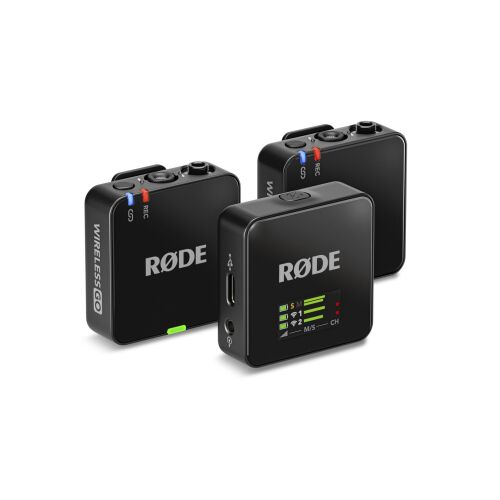 Rode Wireless GO GEN3 kompakt két csatornás digitális vezeték nélküli mikrofon rendszer adóba épített mikrofonnal, black (WIGOGEN3) 142509140