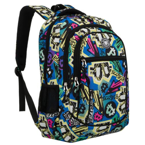 Ifjúsági hátizsák iskolába, poliészterből varrva, graffitit utánzó mintával, állítható pántokon - Peterson 141809630