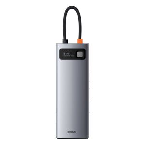 Baseus Metal Gleam Series 9 az 1-ben hub, USB-C --> 3xUSB 3.0, HDMI, USB-C PD, Ethernet RJ45, microSD/ SD, VGA (CAHUB-CU0G) (CAHUB-CU0G) 141811284 - Baseus